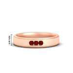 Load image into Gallery viewer, 3-stone-round-ruby-channel-set-mens-wedding-ring-in-rose-gold-fdm10340rogrudr-nl-rg-hw