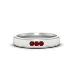 Load image into Gallery viewer, 3-stone-round-ruby-channel-set-mens-wedding-ring-in-white-gold-fdm10340rogrudr-nl-wg