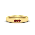 Load image into Gallery viewer, 3-stone-round-ruby-channel-set-mens-wedding-ring-in-yellow-gold-fdm10340rogrudr-nl-yg