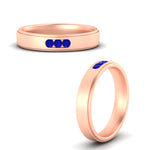Load image into Gallery viewer, 3-stone-round-sapphire-channel-set-mens-wedding-ring-in-rose-gold-fdm10340rogsablangle3-nl-rg