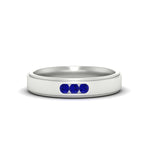 Load image into Gallery viewer, 3-stone-round-sapphire-channel-set-mens-wedding-ring-in-white-gold-fdm10340rogsabl-nl-wg