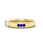 Load image into Gallery viewer, 3-stone-round-sapphire-channel-set-mens-wedding-ring-in-yellow-gold-fdm10340rogsabl-nl-yg-hw
