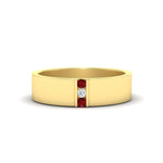 Load image into Gallery viewer, 3-stone-ruby-wedding-anniversary-band-for-men-in-yellow-gold-fdm8111bgrudr-nl-yg.jpg
