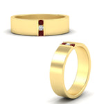 Load image into Gallery viewer, 3-stone-ruby-wedding-anniversary-band-for-men-in-yellow-gold-fdm8111bgrudrangle3-nl-yg.jpg