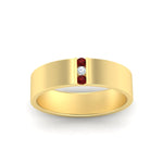 Load image into Gallery viewer, 3-stone-ruby-wedding-anniversary-band-for-men-in-yellow-gold-fdm8111bgrudrangle5-nl-yg.jpg