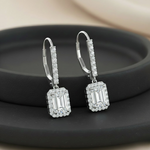 Load image into Gallery viewer, 3_Ct_Emerald_Halo_Lever_Back_Earrings