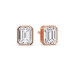 Load image into Gallery viewer, Stud Earring Emerald Diamond Bezel