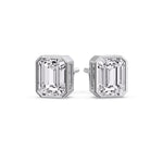 Load image into Gallery viewer, Stud Earring Emerald Diamond Bezel