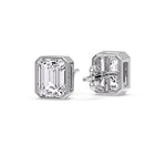 Load image into Gallery viewer, Stud Earring Emerald Diamond Bezel