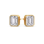 Load image into Gallery viewer, Stud Earring Emerald Diamond Bezel