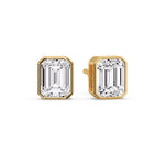 Load image into Gallery viewer, Stud Earring Emerald Diamond Bezel