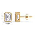 Load image into Gallery viewer, Stud Earring Emerald Diamond Bezel