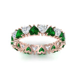 Load image into Gallery viewer, 4-carat-heart-eternity-diamond-anniversary-band-with-emerald-in-rose-gold-FDEWB8439GEMGRANGLE5-NL-RG