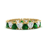 Load image into Gallery viewer, 4-carat-heart-eternity-diamond-anniversary-band-with-emerald-in-yellow-gold-FDEWB8439GEMGR-NL-YG