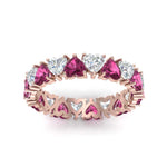 Load image into Gallery viewer, 4-carat-heart-eternity-diamond-anniversary-band-with-pink-sapphire-in-rose-gold-FDEWB8439GSADRPIANGLE5-NL-RG