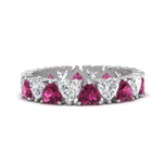 Load image into Gallery viewer, 4-carat-heart-eternity-diamond-anniversary-band-with-pink-sapphire-in-white-gold-FDEWB8439GSADRPI-NL-WG
