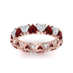 Load image into Gallery viewer, 4-carat-heart-eternity-diamond-anniversary-band-with-ruby-in-rose-gold-FDEWB8439GRUDRANGLE5-NL-RG