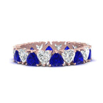 Load image into Gallery viewer, 4-carat-heart-eternity-diamond-anniversary-band-with-sapphire-in-rose-gold-FDEWB8439GSABL-NL-RG