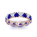 Load image into Gallery viewer, 4-carat-heart-eternity-diamond-anniversary-band-with-sapphire-in-rose-gold-FDEWB8439GSABLANGLE5-NL-RG