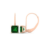 Load image into Gallery viewer, 4-carat-princess-cut-emerald-lever-back-earrings-in-rose-gold-FDEAR9225PRGEMGR-4.00CT-NL-RG
