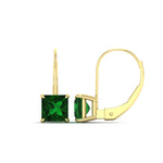 Load image into Gallery viewer, 4-carat-princess-cut-emerald-lever-back-earrings-in-yellow-gold-FDEAR9225PRGEMGR-4.00CT-NL-YG