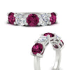 Load image into Gallery viewer, 4-carat-round-diamond-and-pink-sapphire-anniversary-wedding-band-in-white-gold-FDENS141ROBGSADRPIANGLE3-4.00CT-NL-WG