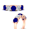 Load image into Gallery viewer, 4-carat-round-diamond-and-sapphire-anniversary-wedding-band-in-rose-gold-FDENS141ROBGSABLANGLE3-4.00CT-NL-RG