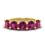 Load image into Gallery viewer, 4-carat-round-pink-sapphire-colored-anniversary-wedding-band-in-yellow-gold-FDENS141ROBGSADRPI-4.00CT-NL-YG-GS