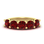 Load image into Gallery viewer, 4-carat-round-ruby-colored-anniversary-wedding-band-in-yellow-gold-FDENS141ROBGRUDR-4.00CT-NL-YG-GS