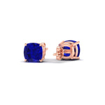 Load image into Gallery viewer, 4-ct-cushion-cut-sapphire-basket-stud-earring-in-rose-gold-fdear10411cugsablangle4-4.00ct-nl-rg.jpg