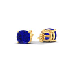 Load image into Gallery viewer, 4-ct-cushion-cut-sapphire-basket-stud-earring-in-yellow-gold-fdear10411cugsablangle4-4.00ct-nl-yg.jpg