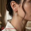Load image into Gallery viewer, 4-ct-princess-cut-diamond-leverback-dangle-earrings-in-rose-gold-fdear11236pr-model