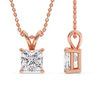 Load image into Gallery viewer, 4-ct.-diamond-princess-cut-solitaire-necklace-in-rose-gold-FDPD8469PR-4CT-ANGLE3-RG
