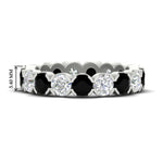 Load image into Gallery viewer, 4.25-carat-round-diamond-and-black-diamond-bezel-droplet-wedding-band-in-white-gold-FD8072ROBGBLACK-4.25CT-NL-WG-HW?v=1751956671