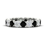 Load image into Gallery viewer, 4.25-carat-round-diamond-and-black-diamond-bezel-droplet-wedding-band-in-white-gold-FD8072ROBGBLACK-4.25CT-NL-WG?v=1751956671