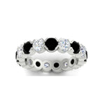 Load image into Gallery viewer, 4.25-carat-round-diamond-and-black-diamond-bezel-droplet-wedding-band-in-white-gold-FD8072ROBGBLACKANGLE5-4.25CT-NL-WG?v=1751956671