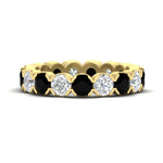 Load image into Gallery viewer, 4.25-carat-round-diamond-and-black-diamond-bezel-droplet-wedding-band-in-yellow-gold-FD8072ROBGBLACK-4.25CT-NL-YG?v=1751956674