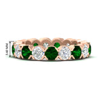 Load image into Gallery viewer, 4.25-carat-round-diamond-and-emerald-bezel-droplet-wedding-band-in-rose-gold-FD8072ROBGEMGR-4.25CT-NL-RG-HW?v=1751956667
