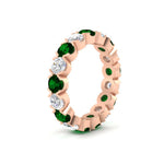 Load image into Gallery viewer, 4.25-carat-round-diamond-and-emerald-bezel-droplet-wedding-band-in-rose-gold-FD8072ROBGEMGRANGLE2-4.25CT-NL-RG?v=1751956668