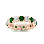 Load image into Gallery viewer, 4.25-carat-round-diamond-and-emerald-bezel-droplet-wedding-band-in-rose-gold-FD8072ROBGEMGRANGLE5-4.25CT-NL-RG?v=1751956668