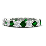 Load image into Gallery viewer, 4.25-carat-round-diamond-and-emerald-bezel-droplet-wedding-band-in-white-gold-FD8072ROBGEMGR-4.25CT-NL-WG-HW?v=1751956670