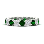 Load image into Gallery viewer, 4.25-carat-round-diamond-and-emerald-bezel-droplet-wedding-band-in-white-gold-FD8072ROBGEMGR-4.25CT-NL-WG?v=1751956670