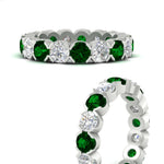 Load image into Gallery viewer, 4.25-carat-round-diamond-and-emerald-bezel-droplet-wedding-band-in-white-gold-FD8072ROBGEMGRANGLE3-4.25CT-NL-WG?v=1751956671