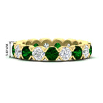 Load image into Gallery viewer, 4.25-carat-round-diamond-and-emerald-bezel-droplet-wedding-band-in-yellow-gold-FD8072ROBGEMGR-4.25CT-NL-YG-HW?v=1751956673