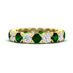 Load image into Gallery viewer, 4.25-carat-round-diamond-and-emerald-bezel-droplet-wedding-band-in-yellow-gold-FD8072ROBGEMGR-4.25CT-NL-YG?v=1751956673