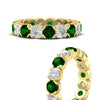 Load image into Gallery viewer, 4.25-carat-round-diamond-and-emerald-bezel-droplet-wedding-band-in-yellow-gold-FD8072ROBGEMGRANGLE3-4.25CT-NL-YG?v=1751956673