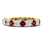 Load image into Gallery viewer, 4.25-carat-round-diamond-and-pink-sapphire-bezel-droplet-wedding-band-in-yellow-gold-FD8072ROBGSADRPI-4.25CT-NL-YG-HW?v=1751956673