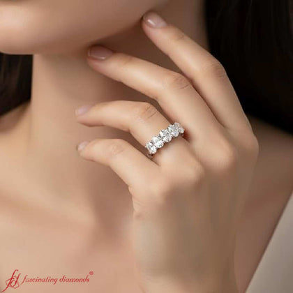 5 Stone Oval Wedding Band 3 Carat