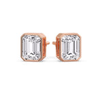 Load image into Gallery viewer, Stud Earring Emerald Diamond Bezel
