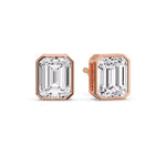 Load image into Gallery viewer, Stud Earring Emerald Diamond Bezel